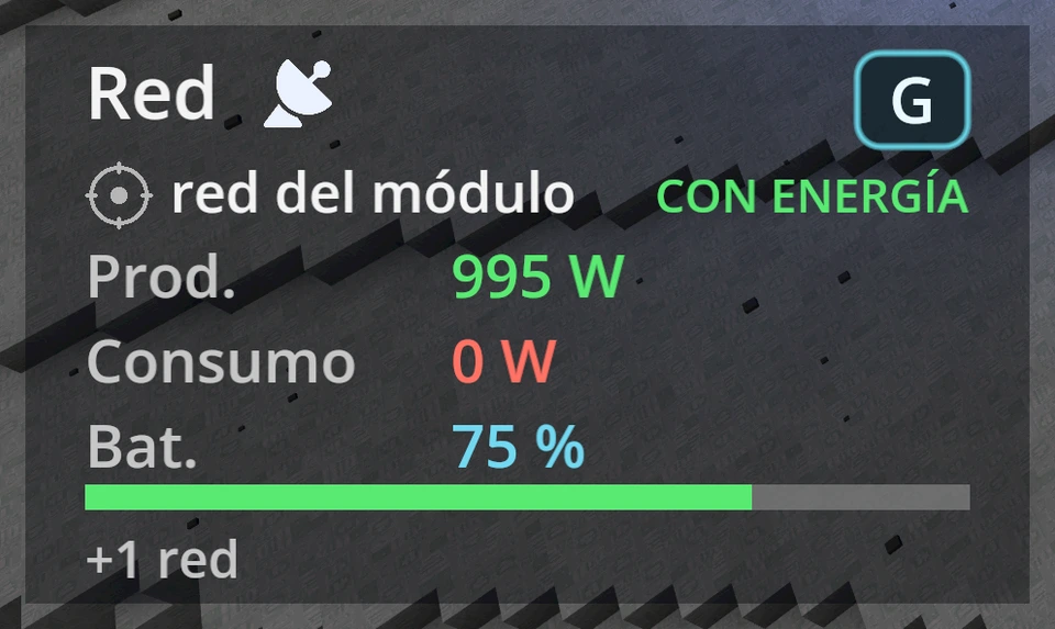 El indicador de energía inferior izquierdo con cobertura por satélite.